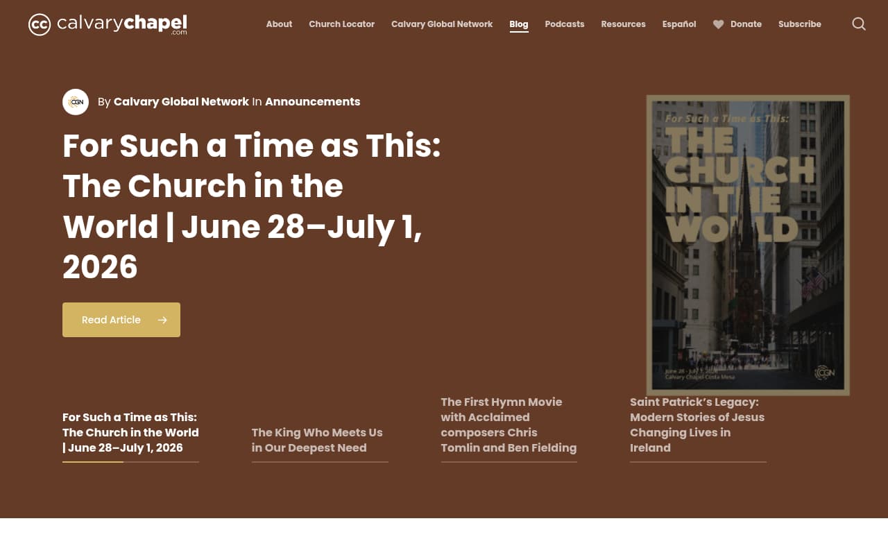 Calvary Chapel website screenshot