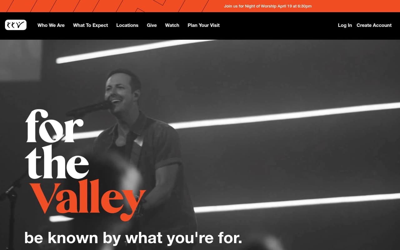 Christ's Church of the Valley website screenshot