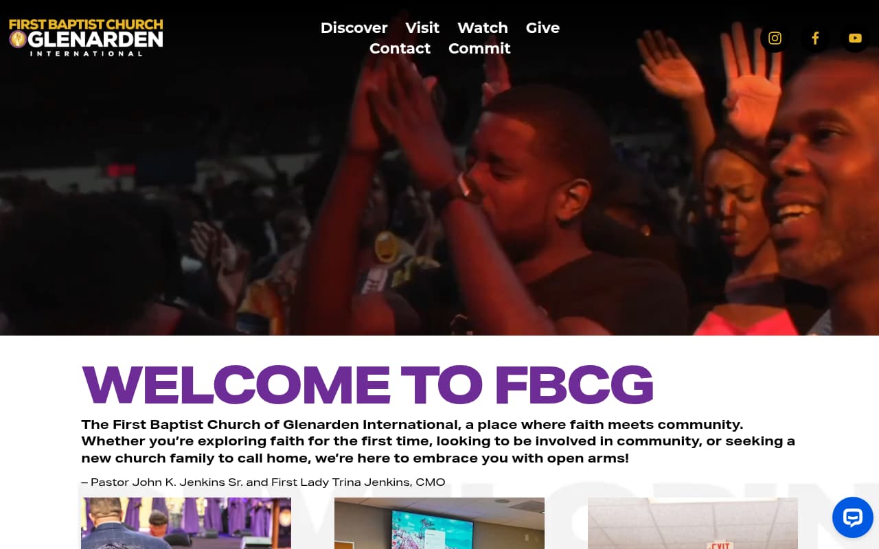 First Baptist Church of Glenarden website screenshot