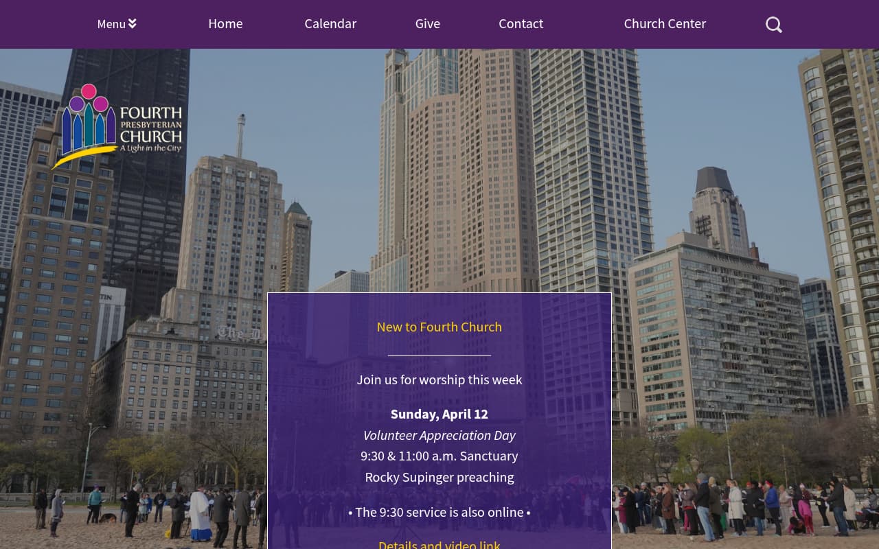 Fourth Presbyterian Church website screenshot