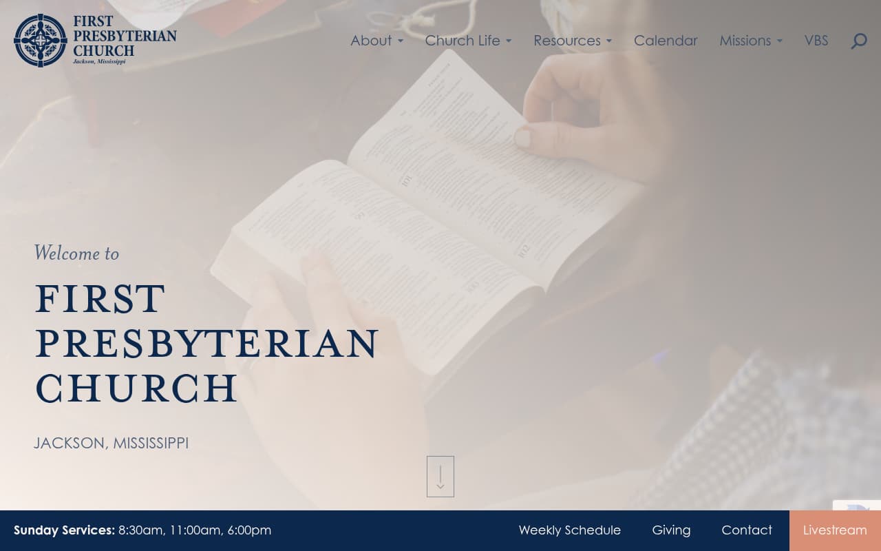 First Presbyterian Church Jackson website screenshot