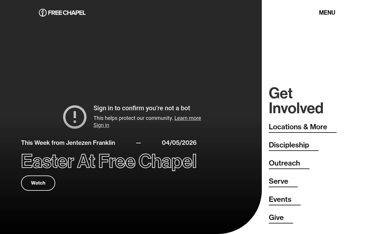 Free Chapel website screenshot