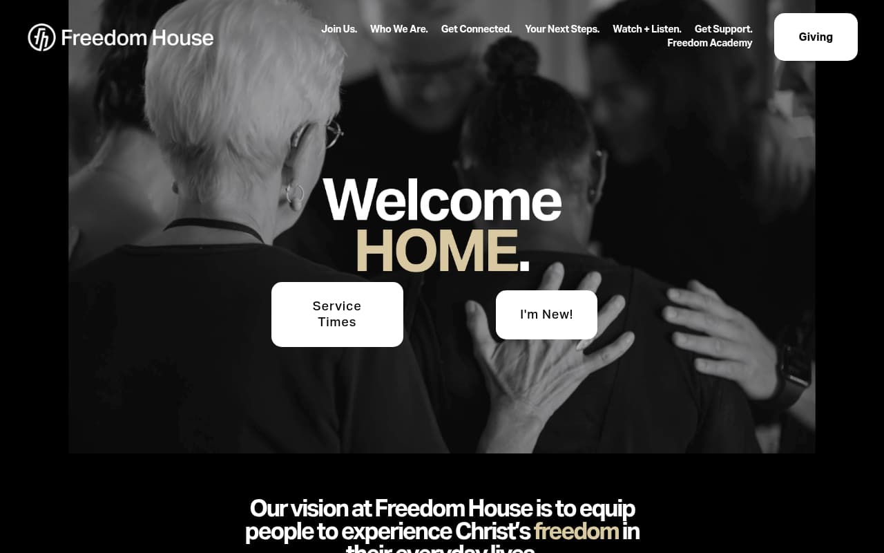 Freedom House Church website screenshot