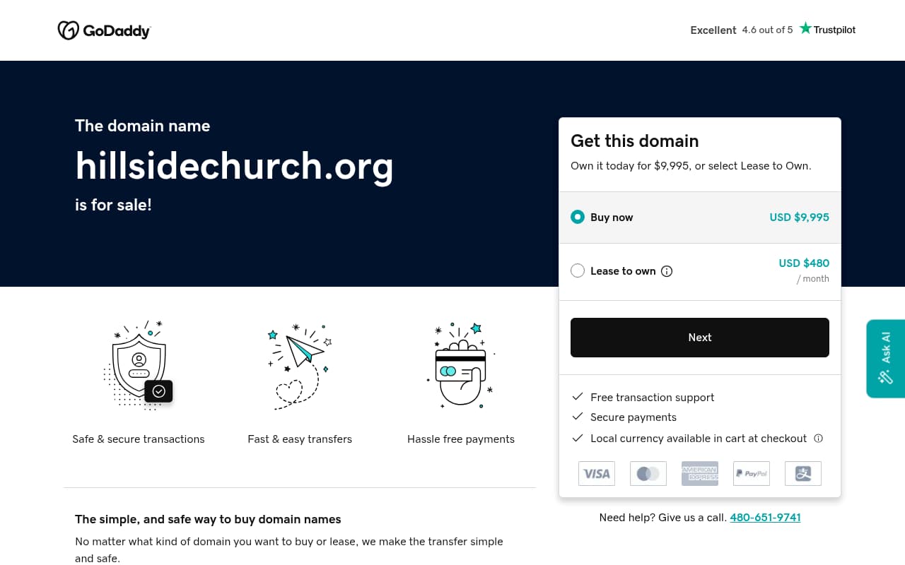 Hillside Church website screenshot