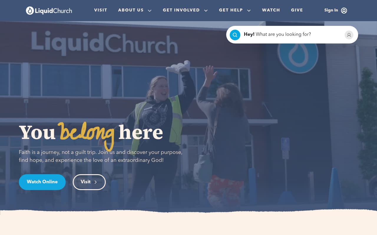 Liquid Church website screenshot