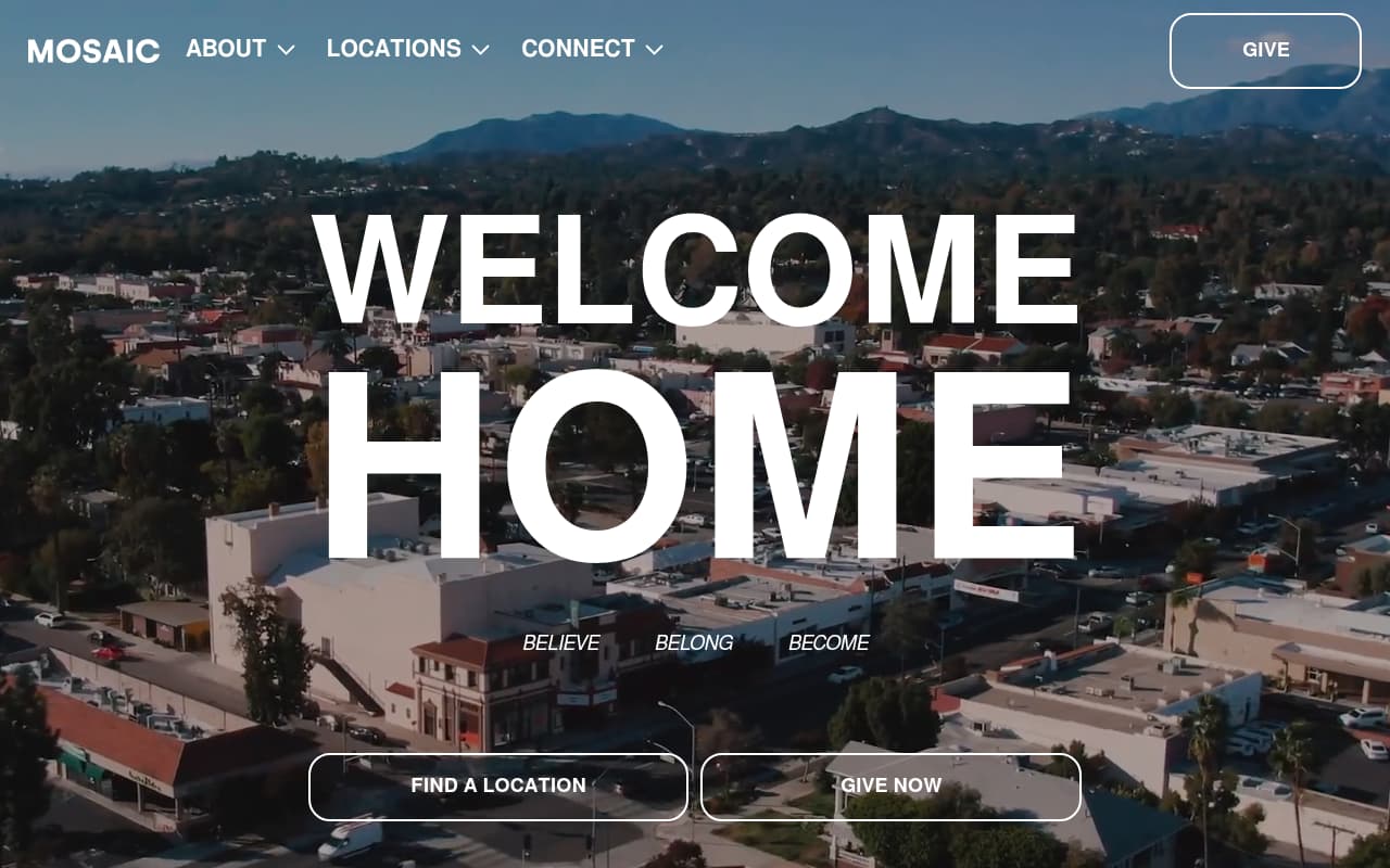 Mosaic Church website screenshot