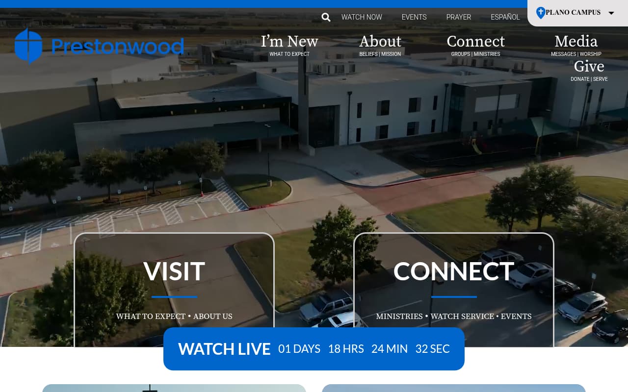 Prestonwood Baptist Church website screenshot