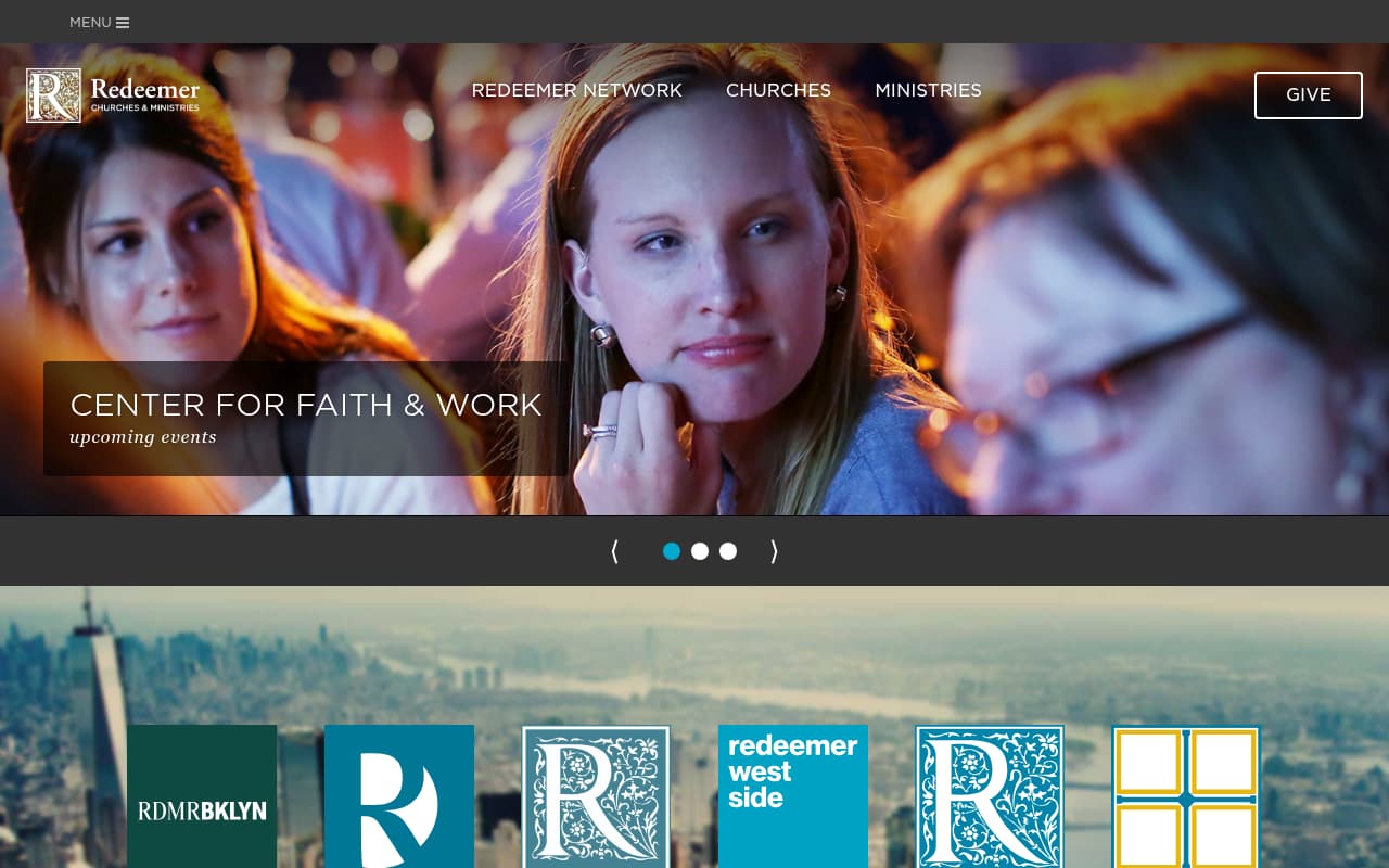 Redeemer Presbyterian website screenshot
