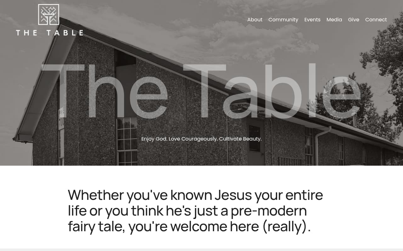 The Table Church website screenshot