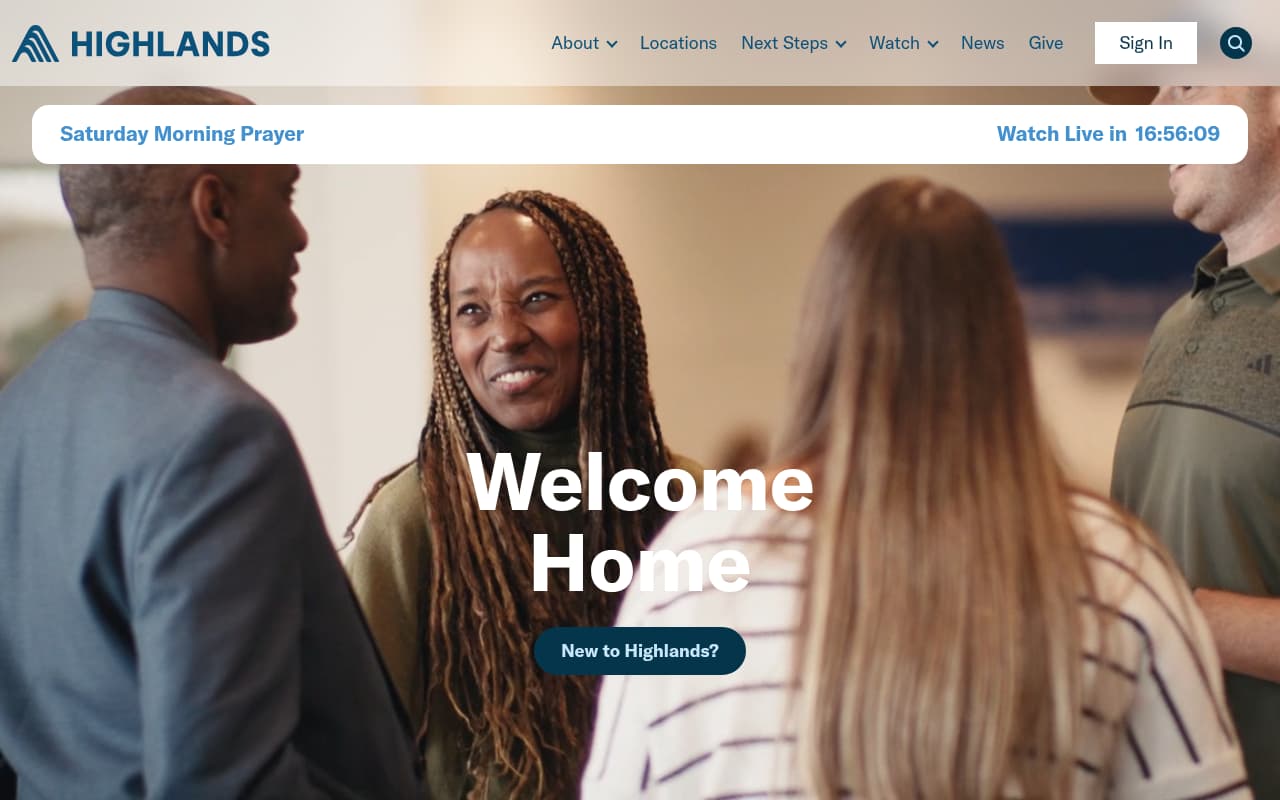 Church of the Highlands website screenshot