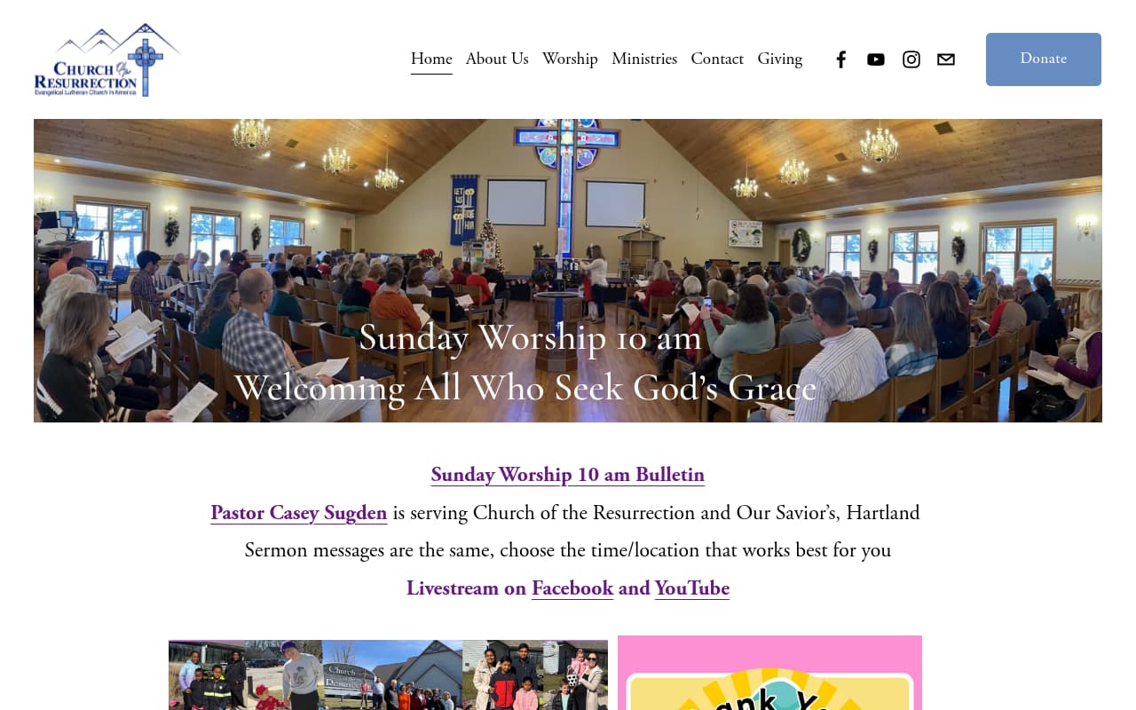 Church of the Resurrection website screenshot