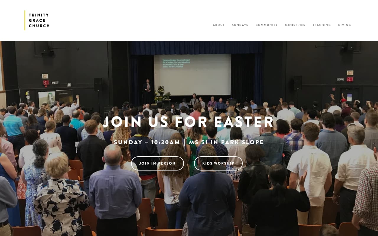 Trinity Grace Church website screenshot